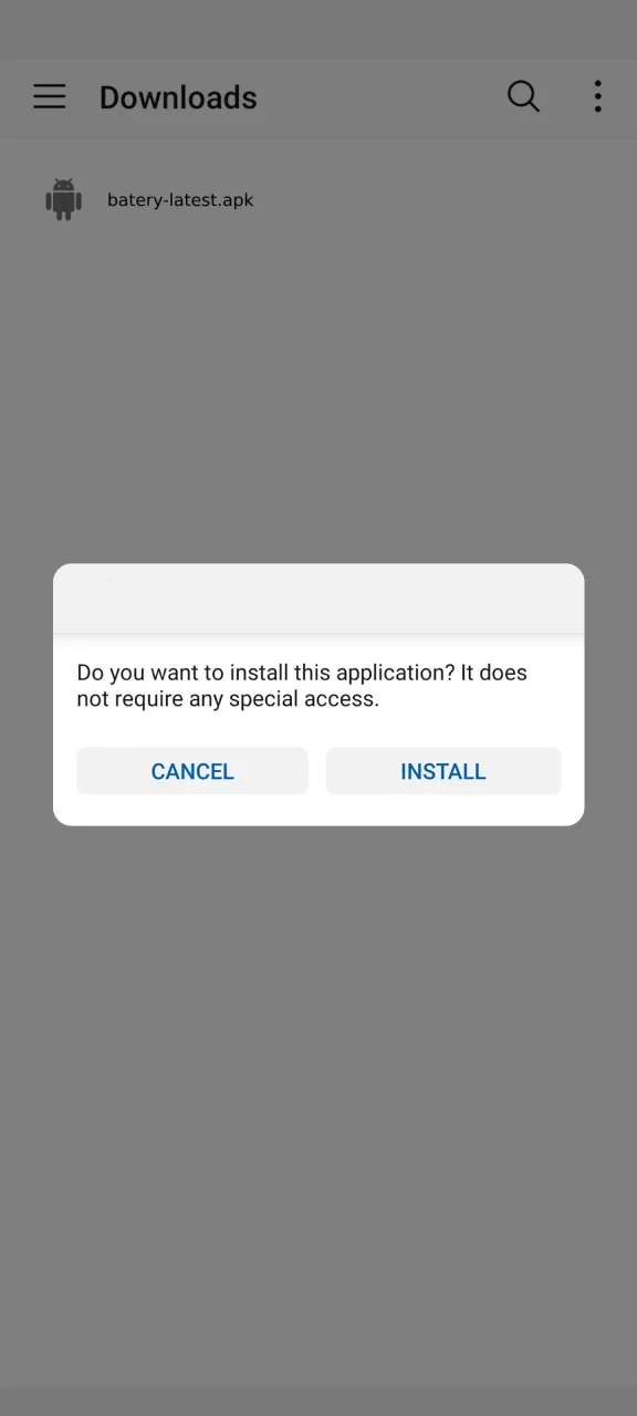 Open the APK file and start installing Batery on your device.
