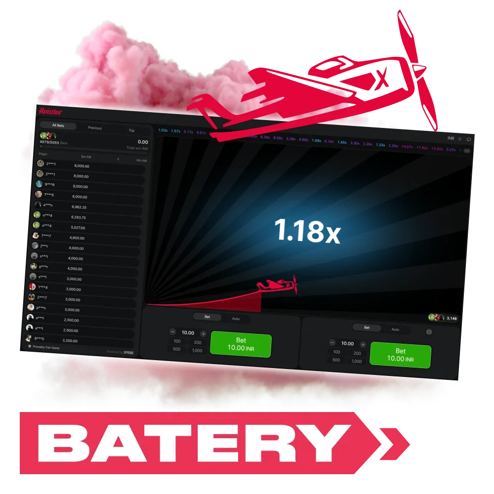 Play and win in the Aviator game on the Batery platform.