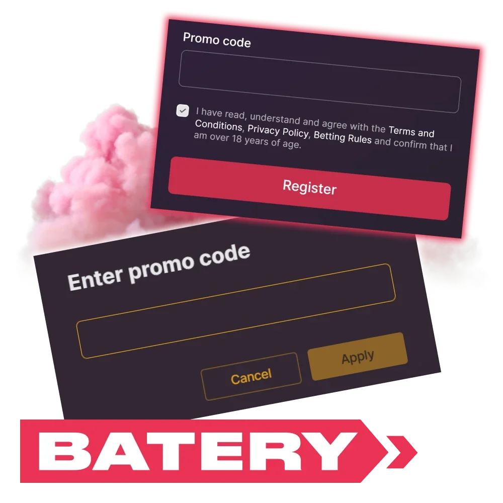 Enter the promo code when you register at Batery.