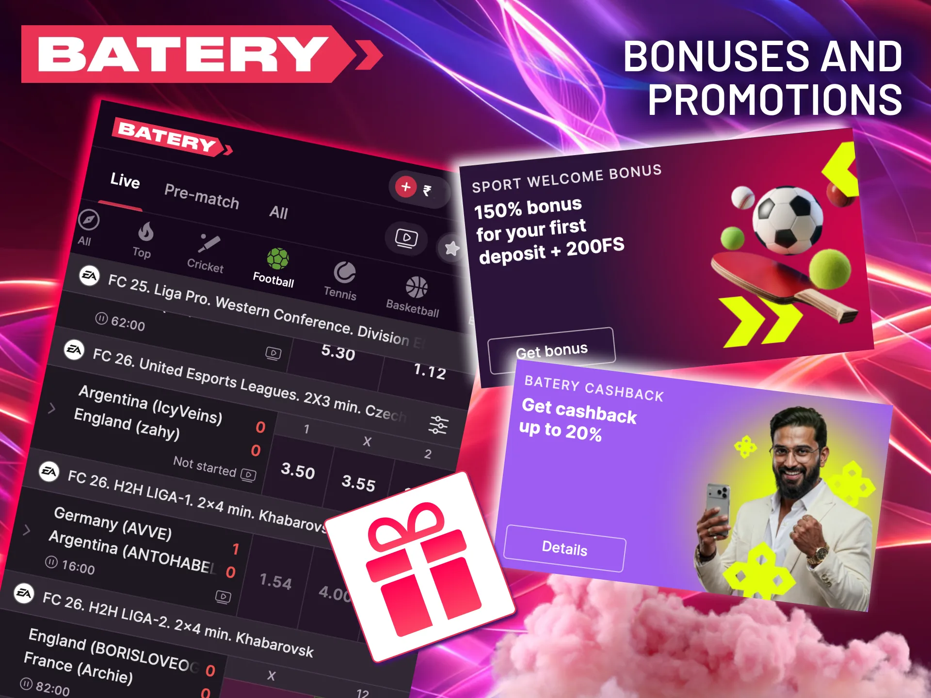 Boost Batery football wagers with special offers.