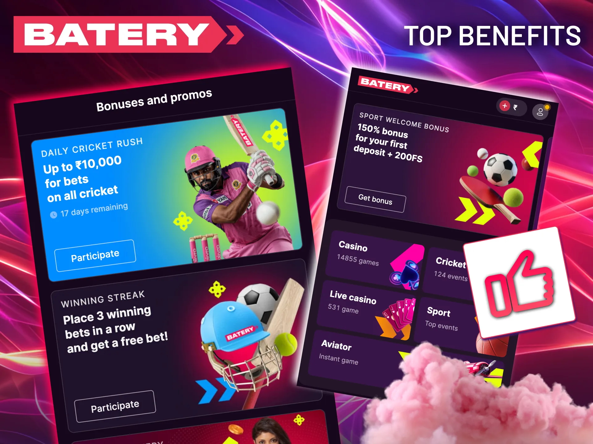 Batery promotions give high bonus value.