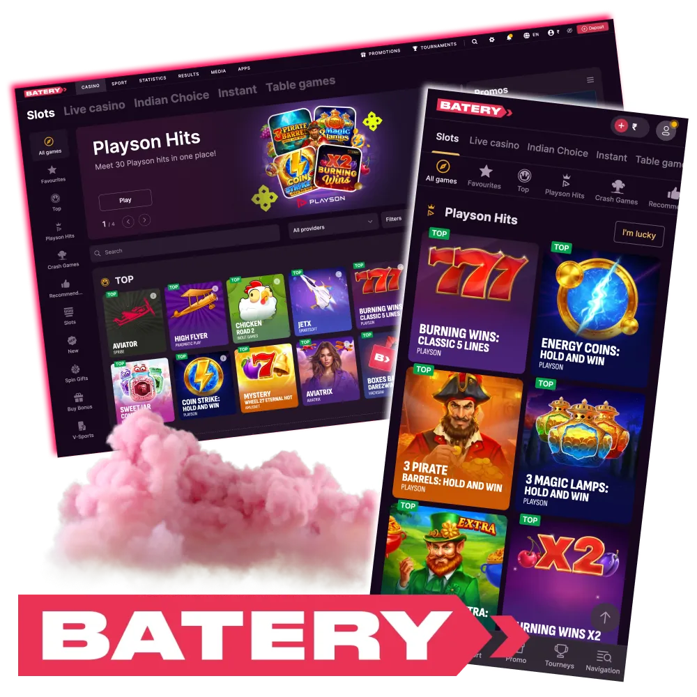 Spin and win on Batery online slots.