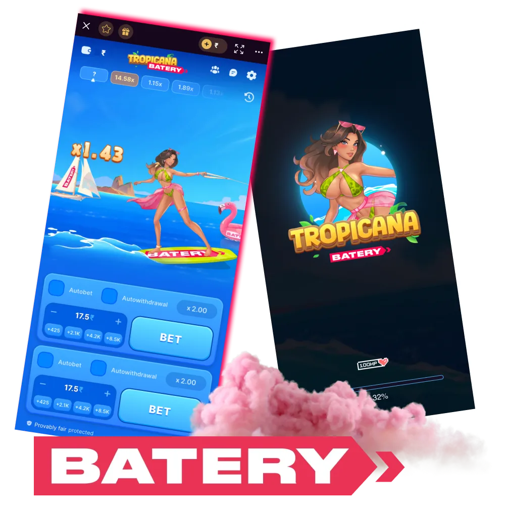 Tropicana Batery crash slot with bright visuals.