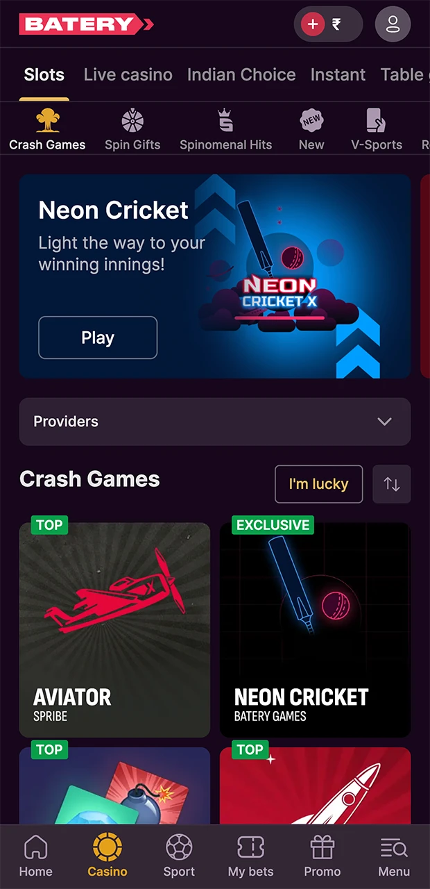 Launch the Aviator game and start winning with Batery Casino.