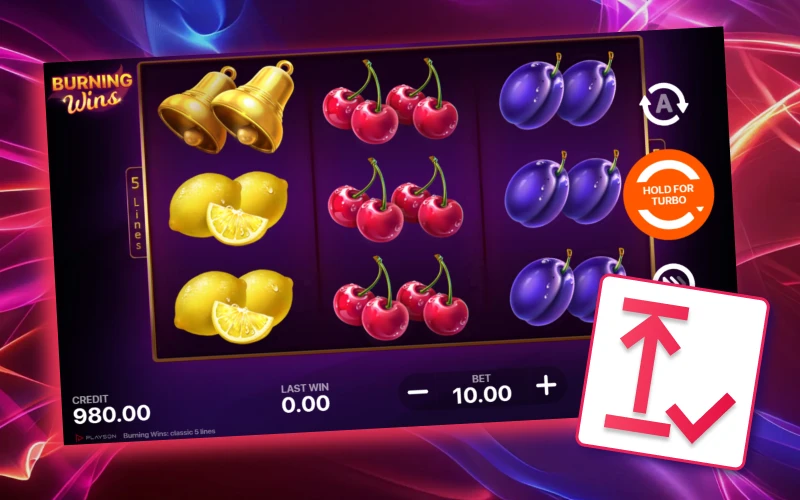 Use fixed bets in the Burning Wins game at Batery casino.
