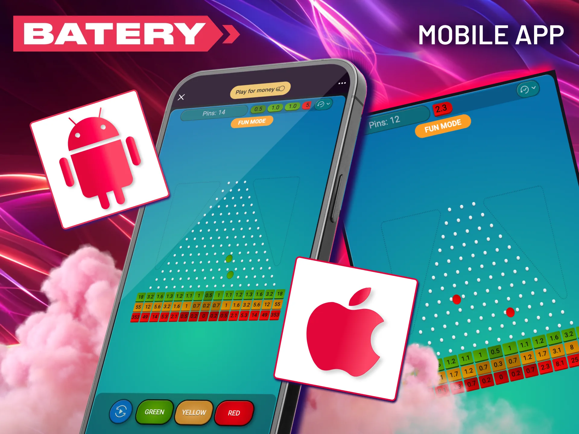 Play Plinko on Batery mobile app for Android and iOS devices.